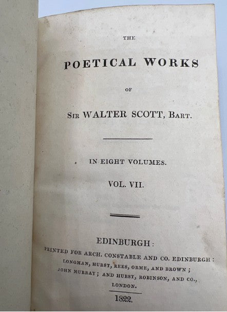 Sir Walter Scott Bookset, 1822