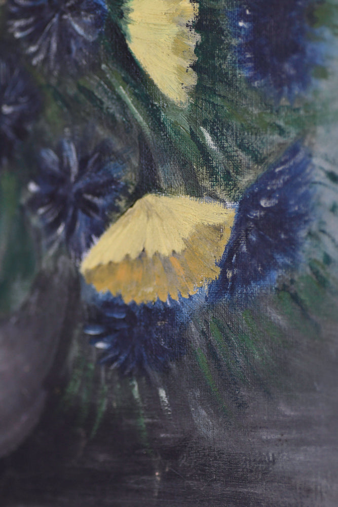 Vintage Yellow Floral Still Life Painting, 18"