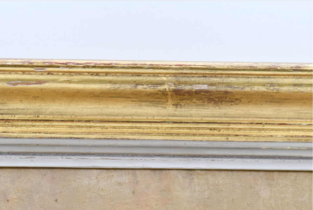 Gold Framed Still Life Oil Painting of Fruit Dining Table, 13”