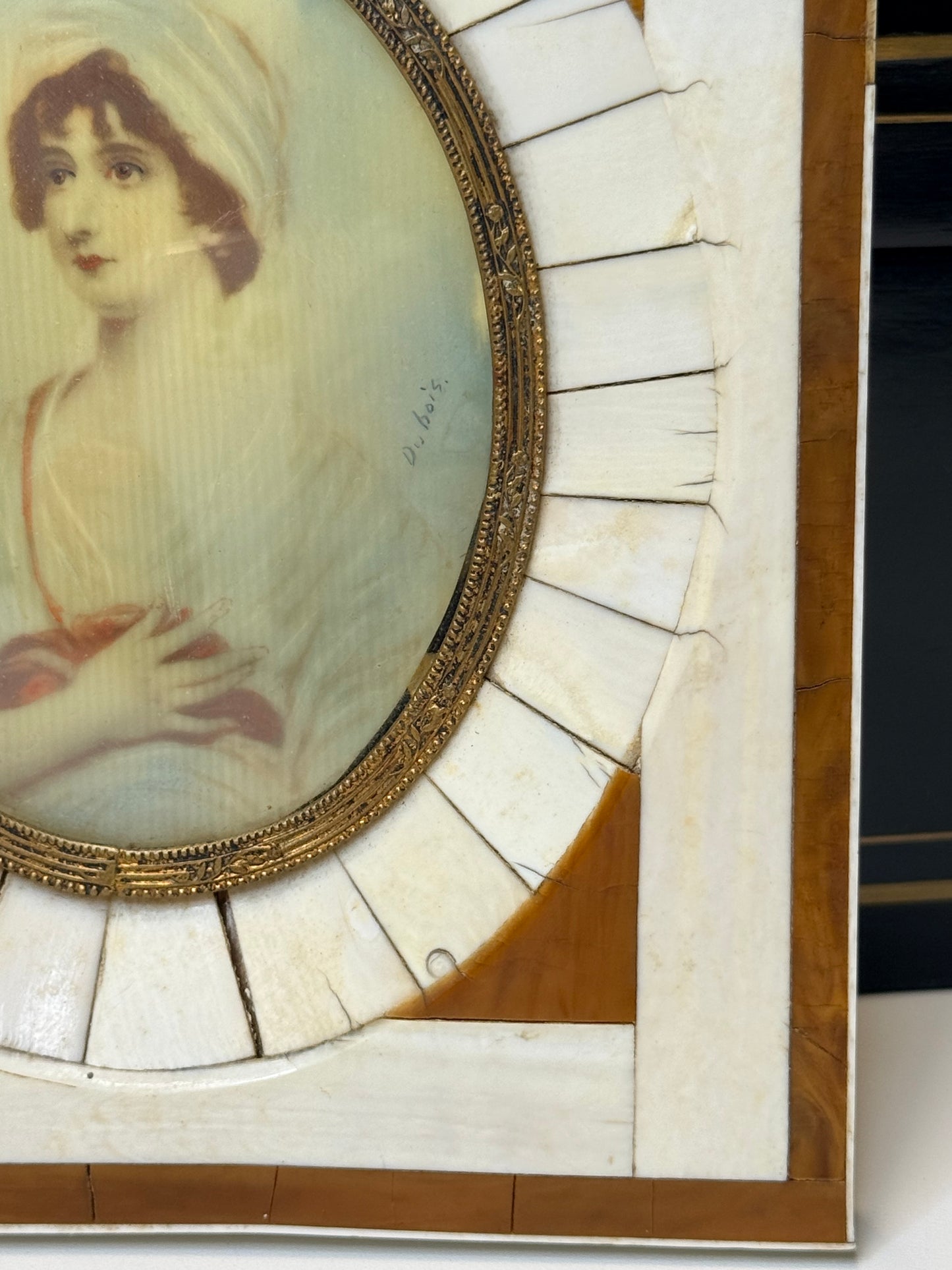 Framed Antique Miniature Female French Portrait