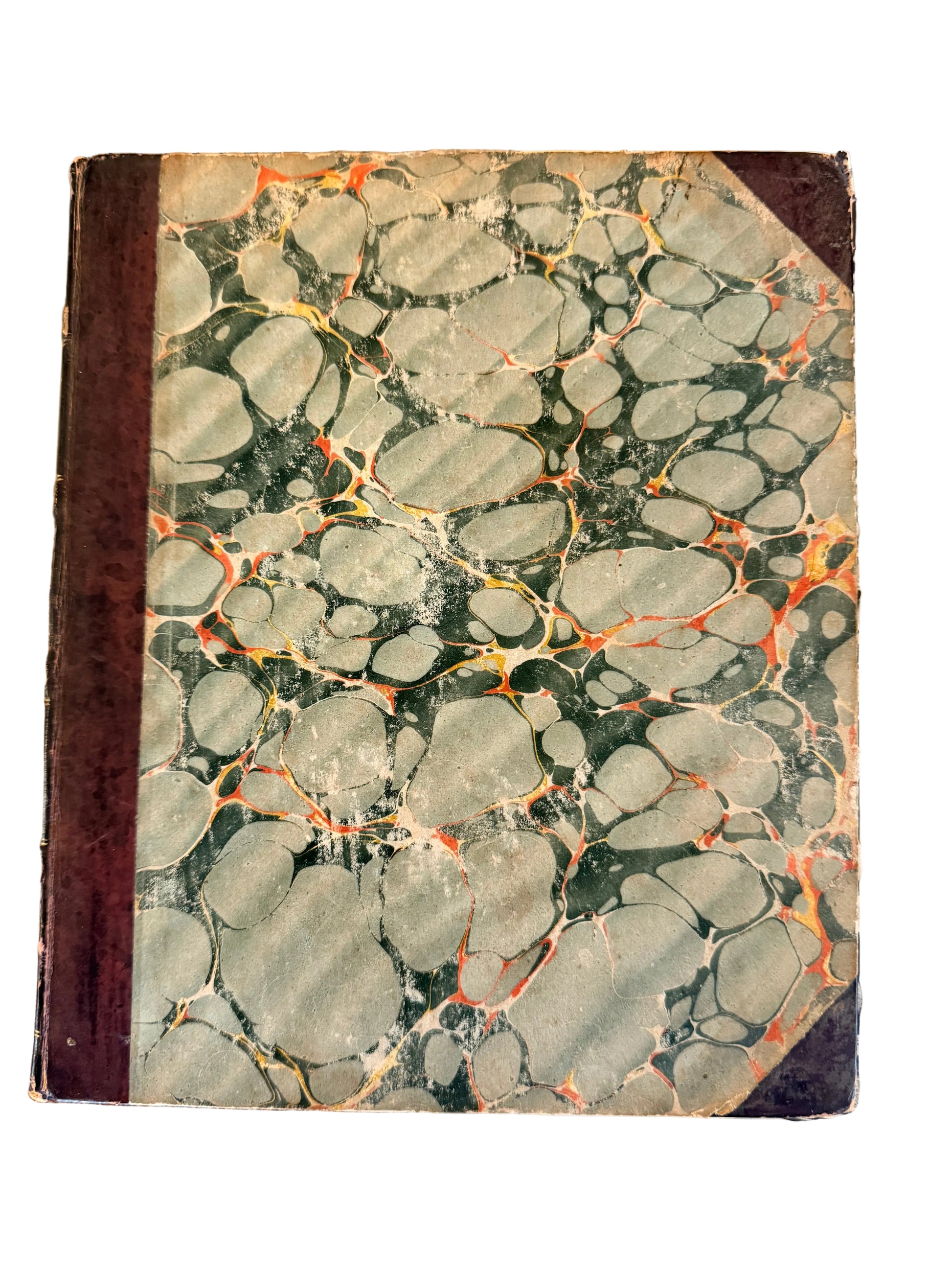 Marbled paper sheet with a textured pattern on a collage background