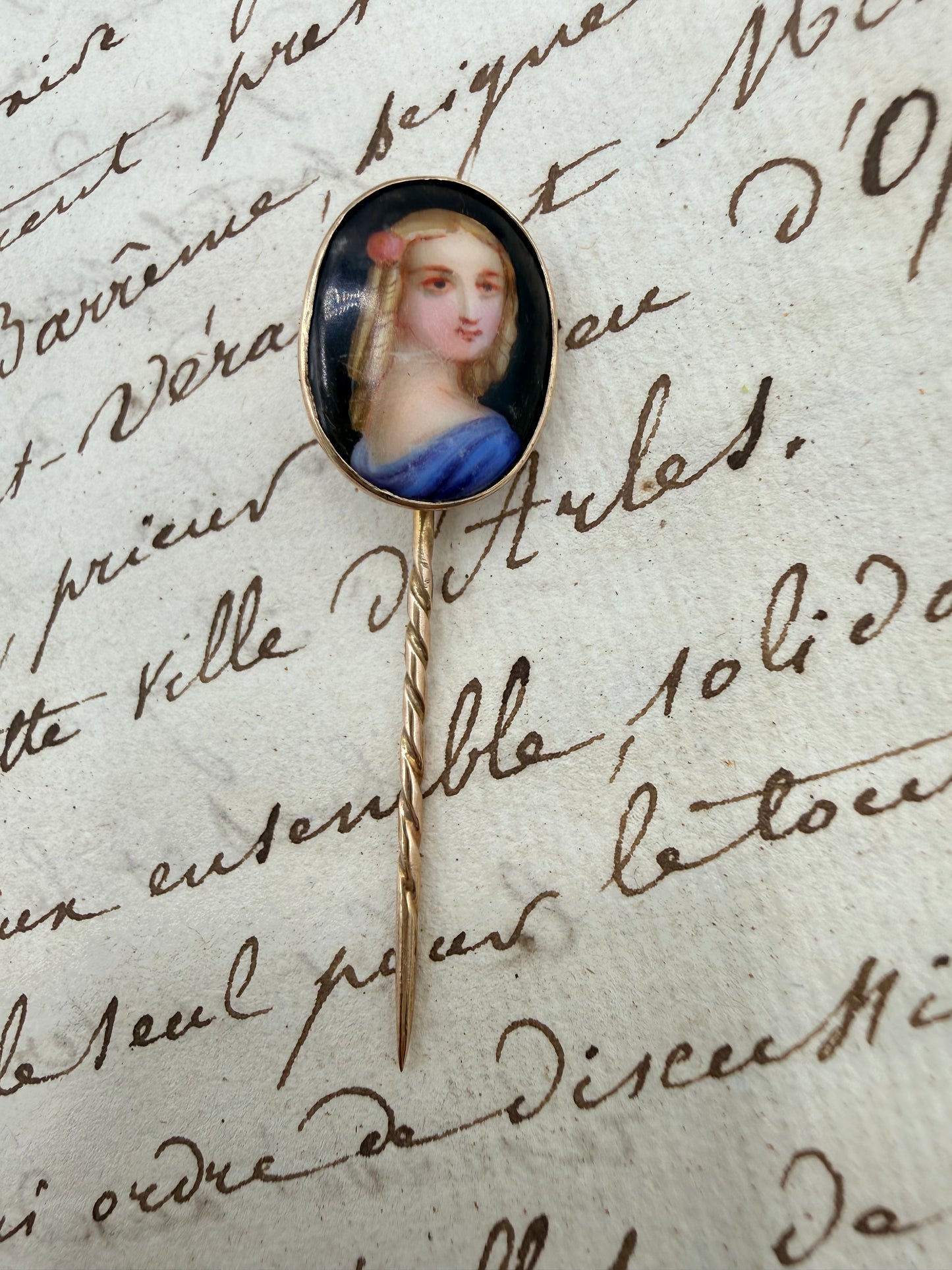 Victorian Hand Painted Pin, 2"