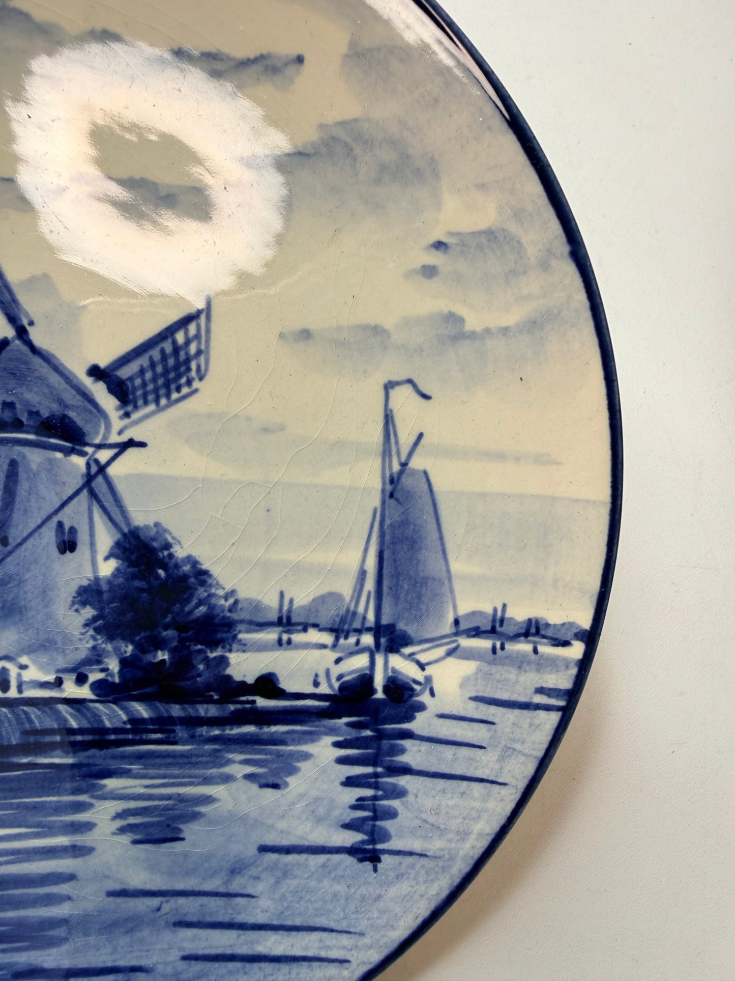Delft Windmill Blue and White Plate, Holland