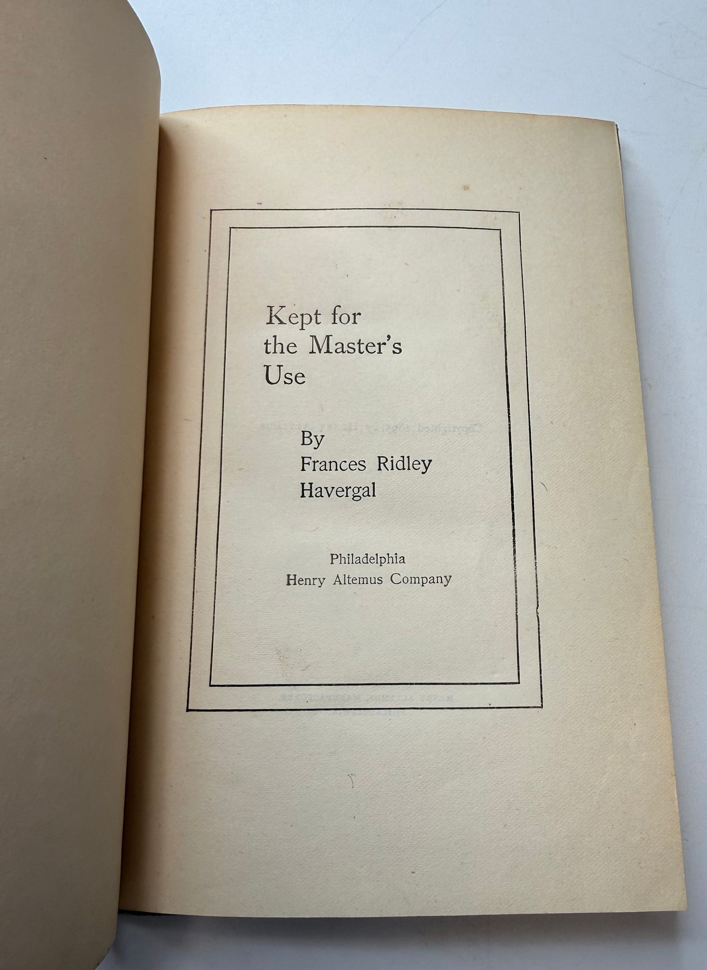 Kept for the Master’s Use, Christian Book