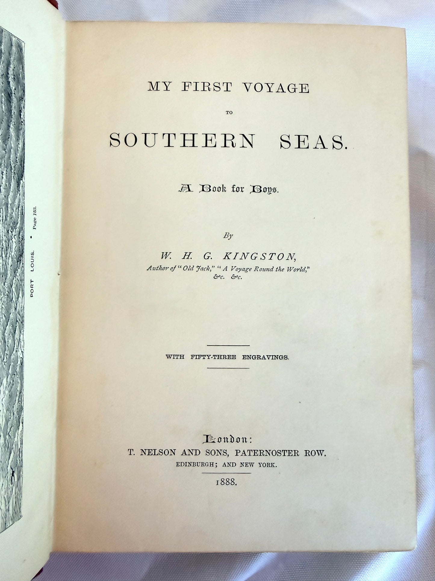 Title page of a book titled 'My First Voyage in Southern Seas' by W.H.G. Kingston.
