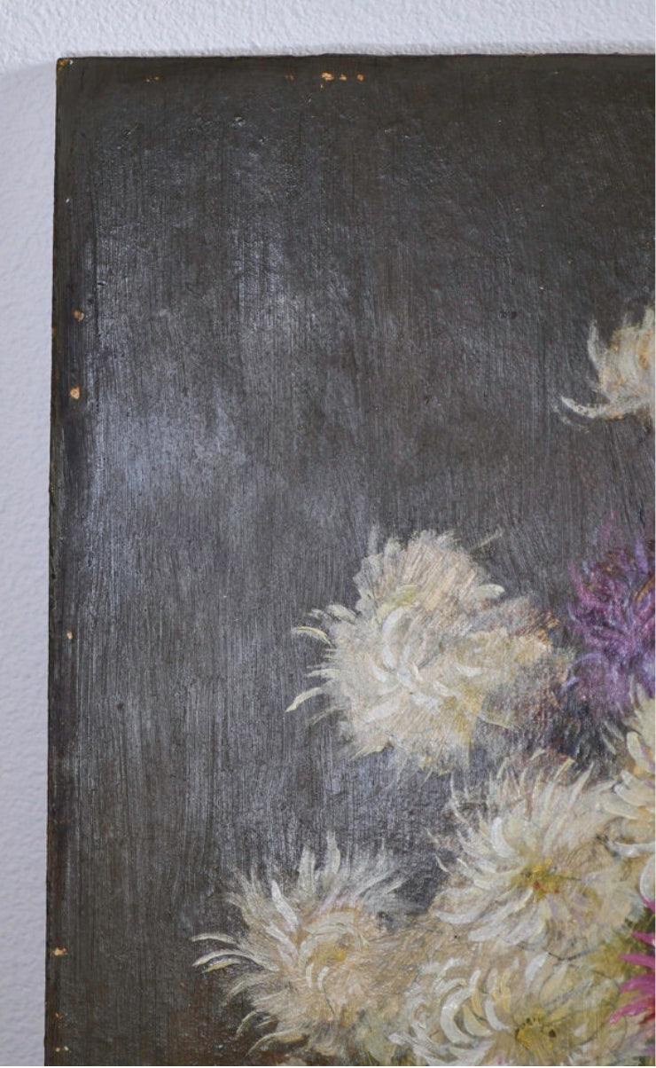 Purple Floral Still Life French Oil Painting, 24”