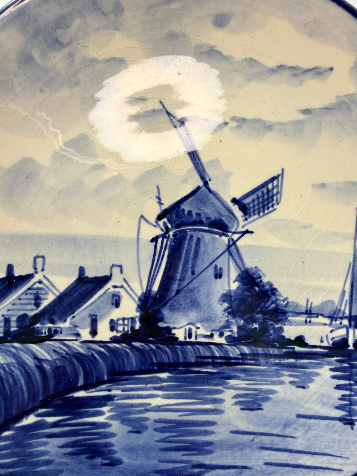 Delft Windmill Blue and White Plate, Holland