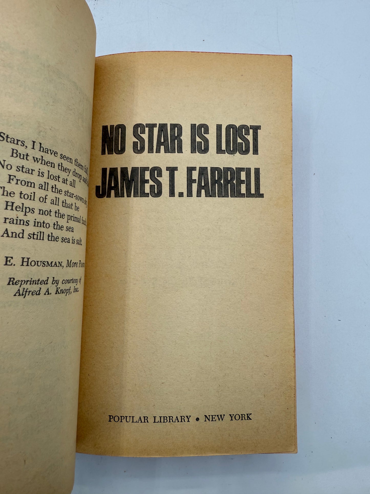 No Star is Lost by James T Farrell, 1944