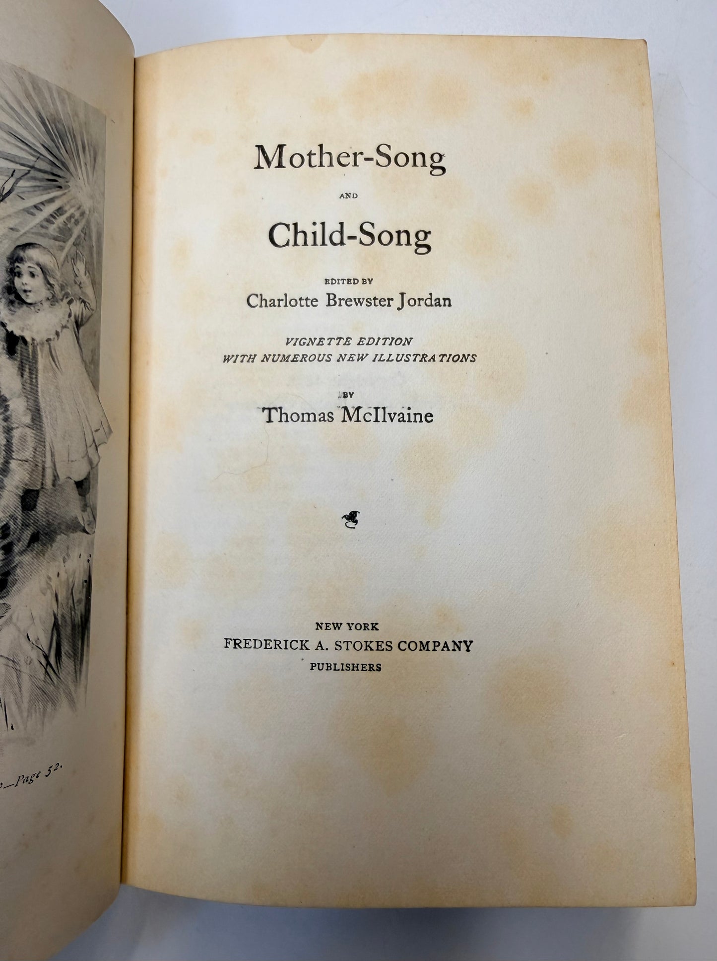 Title page of a book titled 'Mother-Song and Child-Song' with illustrations on a white background.