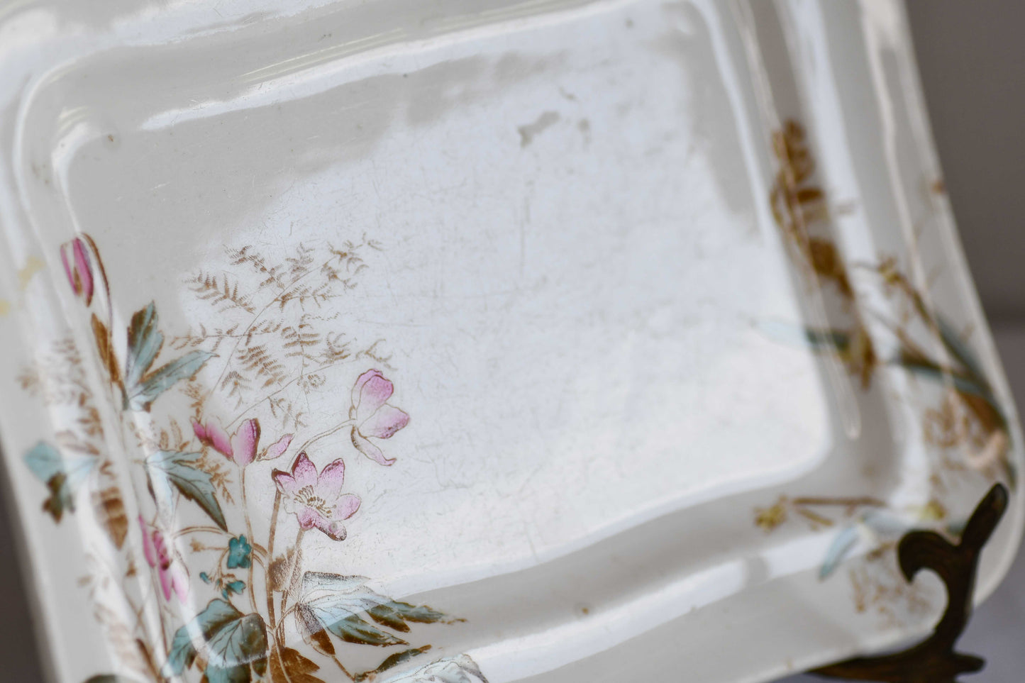 Vintage Floral White Serving Plate, 9"