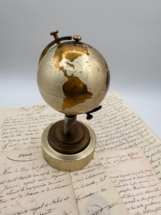 Desk Ornament Silver Globe, Former Cigarette Holder