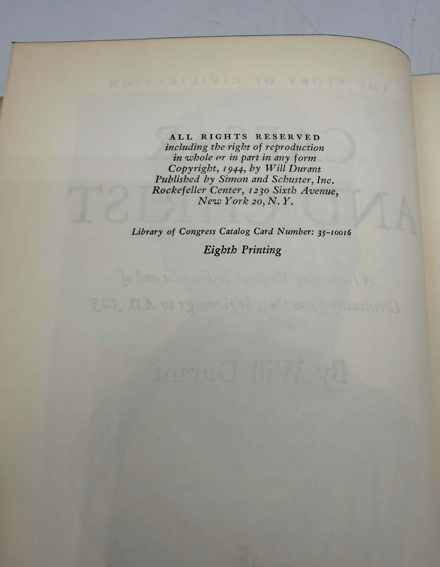 Caesar and Christ by Will Durant, 1944