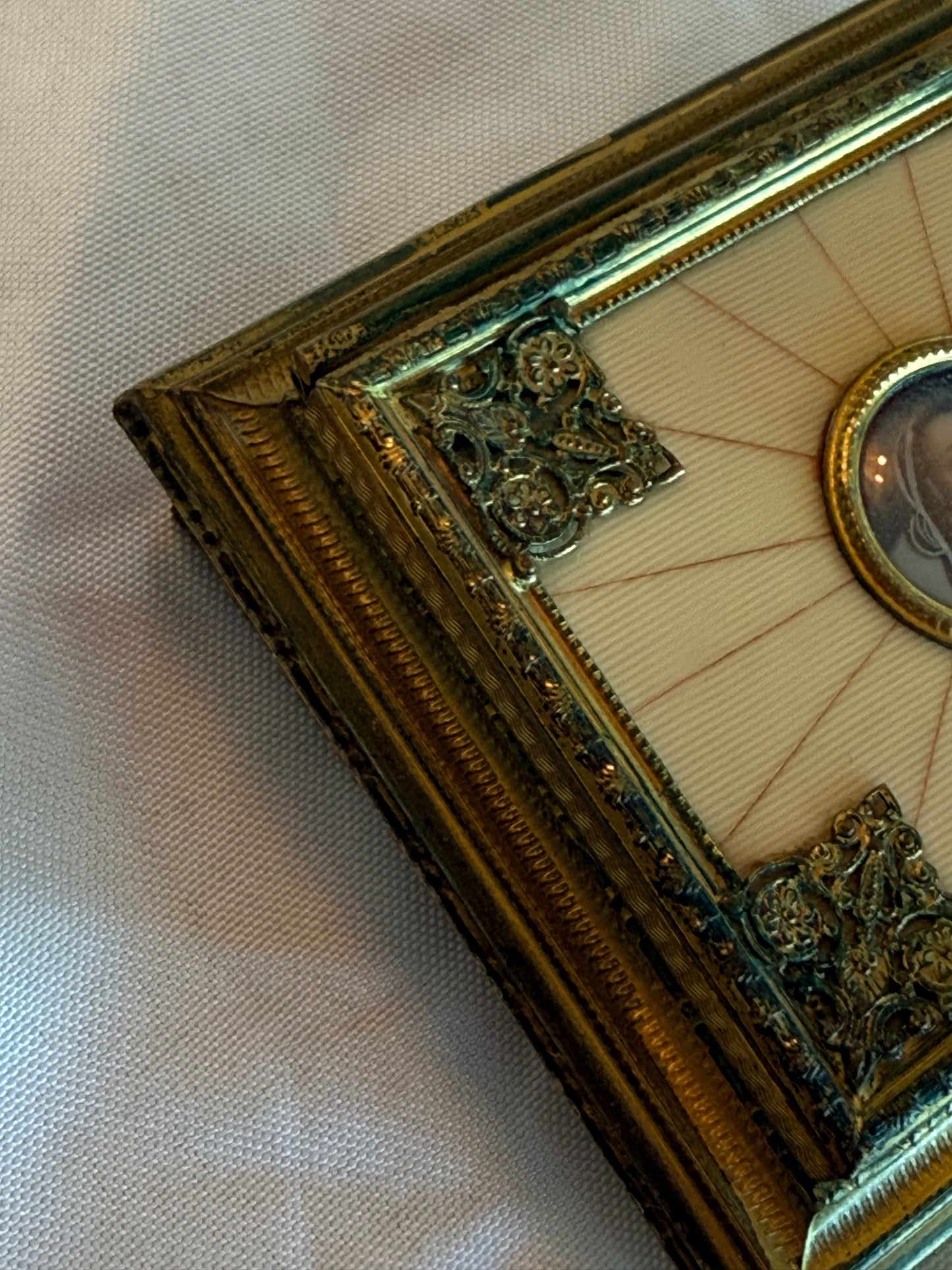 Italian Ormolu Trinket Box with Female Portrait, 4”