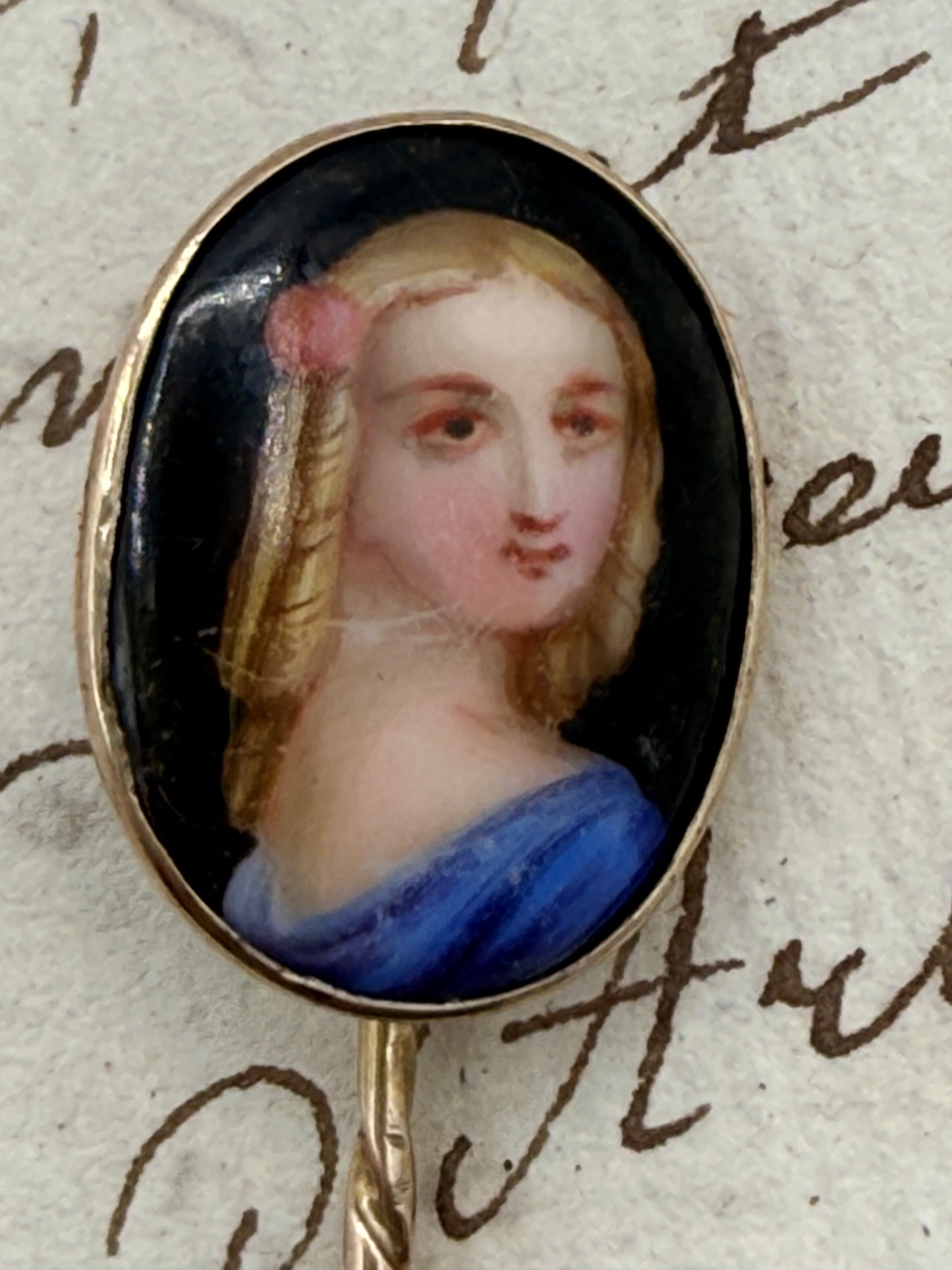 Victorian Hand Painted Pin, 2"