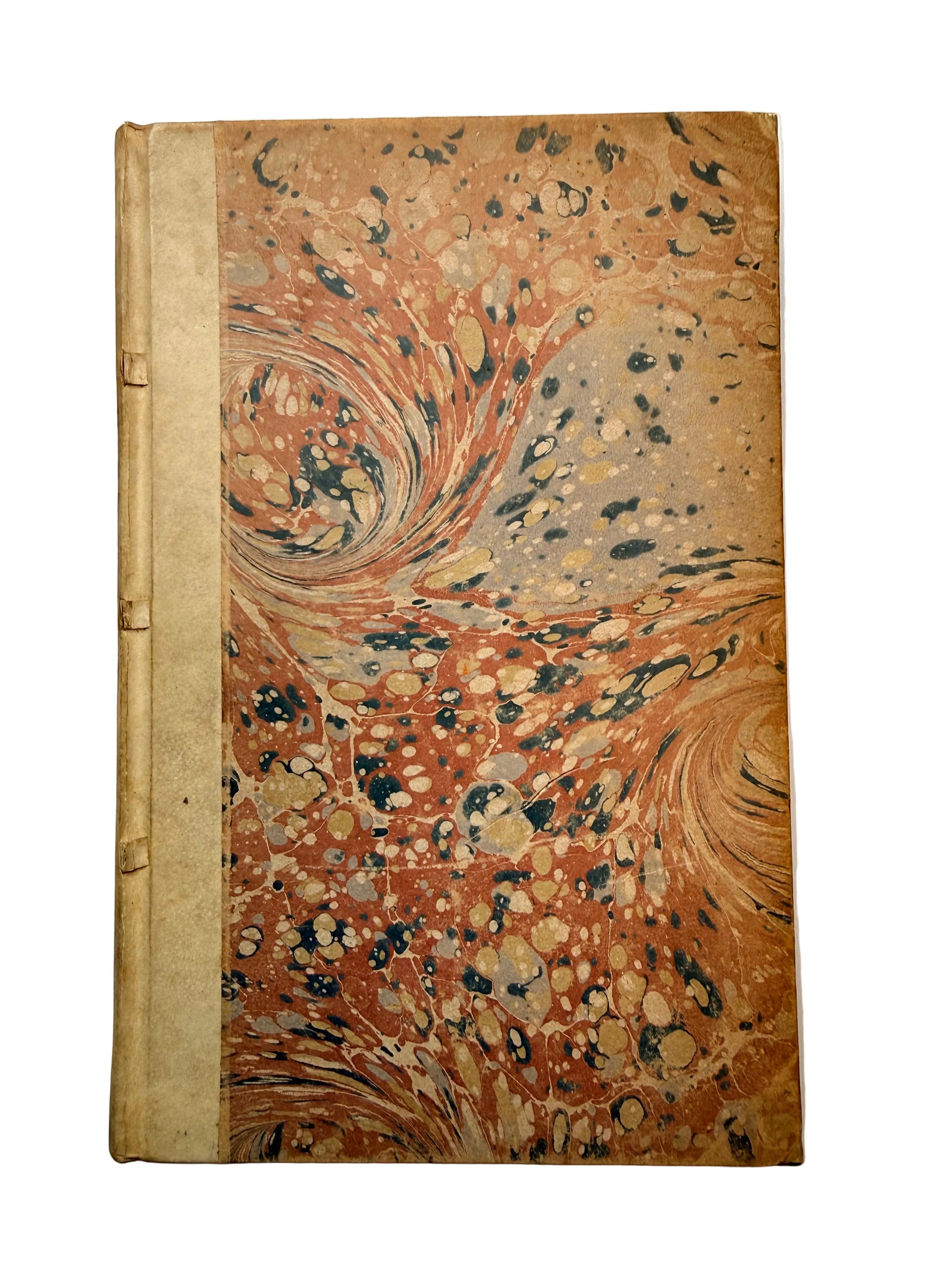 Marbled paper with swirling patterns on a white background