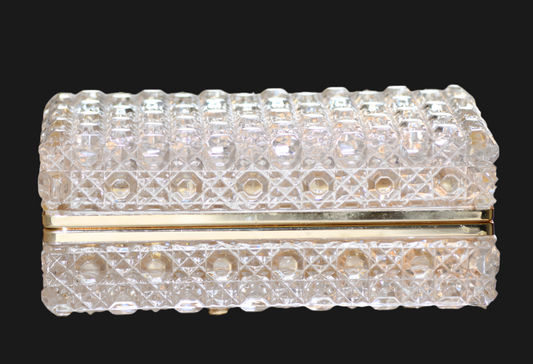 Vintage Crystal Dresser Jewelry Box, 7”