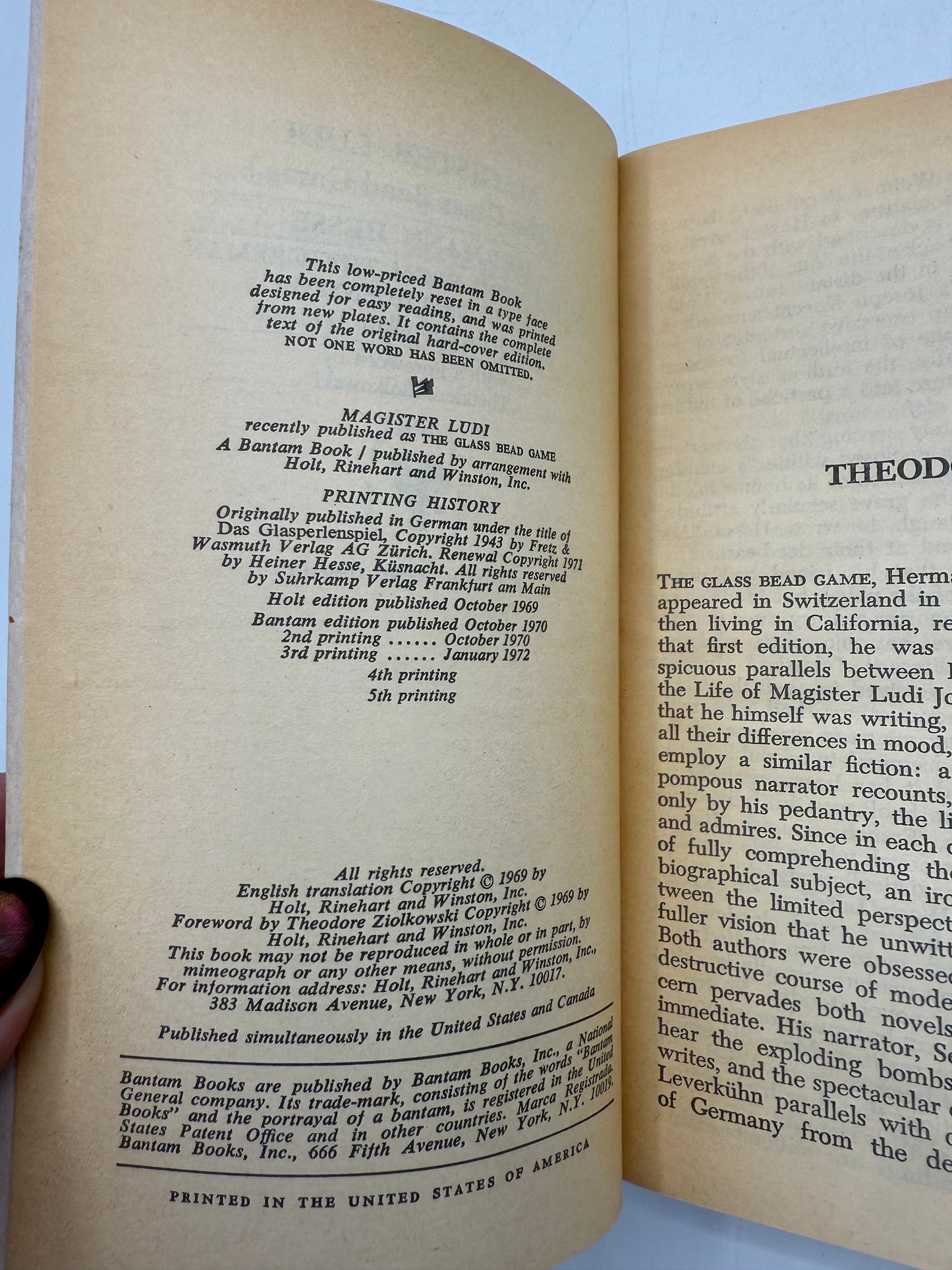 Hereman Hesse's Magister Ludi, 1972