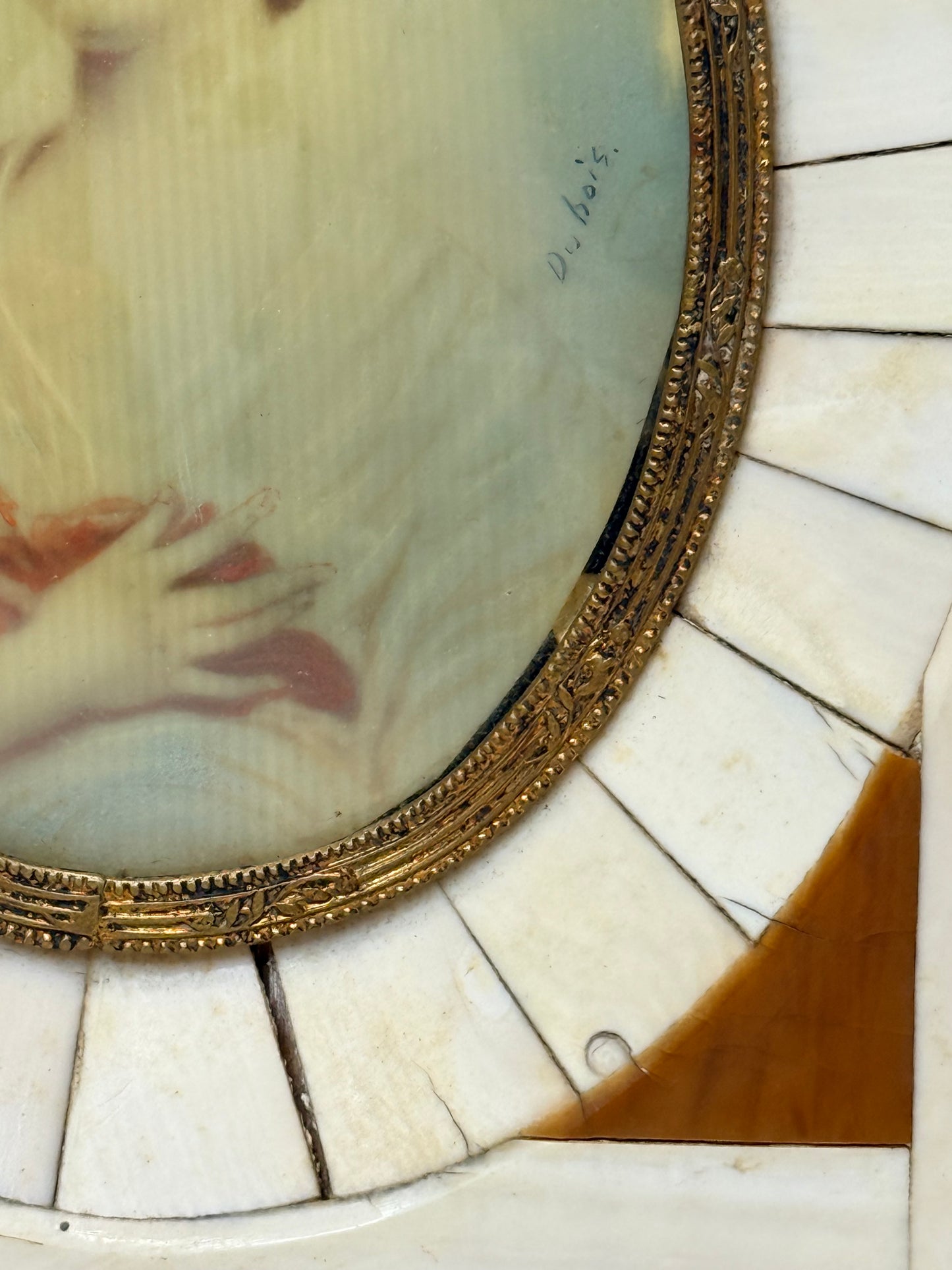 Framed Antique Miniature Female French Portrait