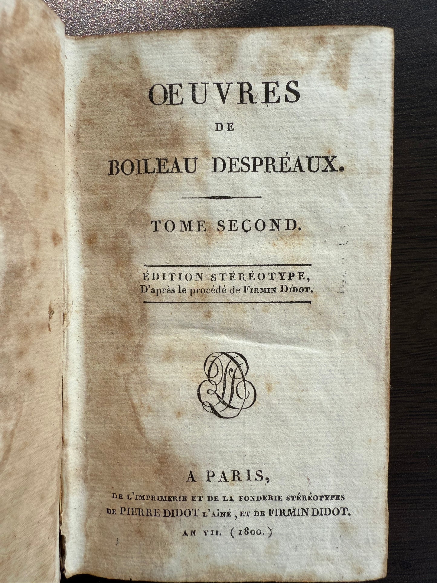 The Works of Boileau Despreaux, 1800, French Vellum Books