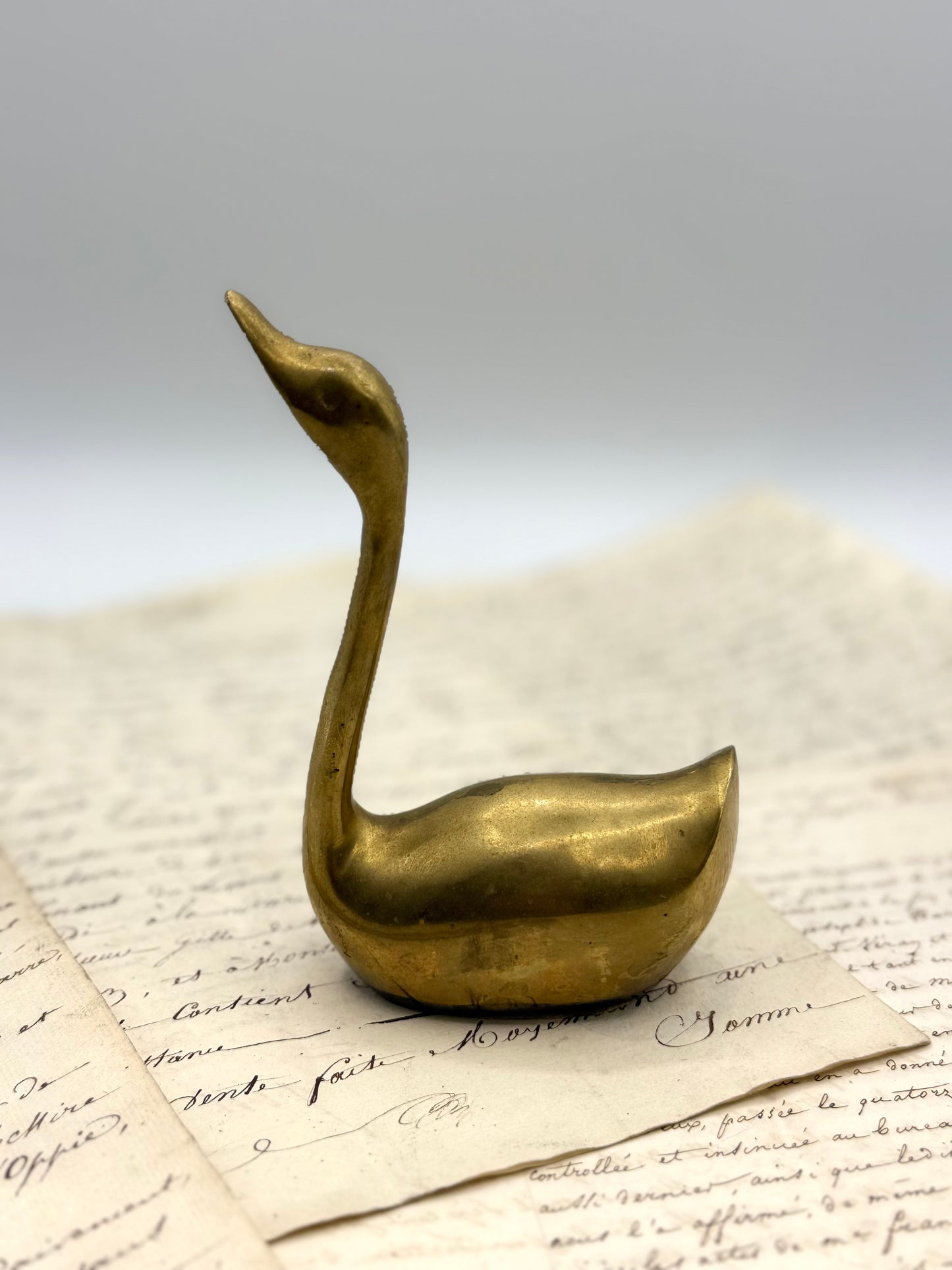 Small Brass Swan, 5"