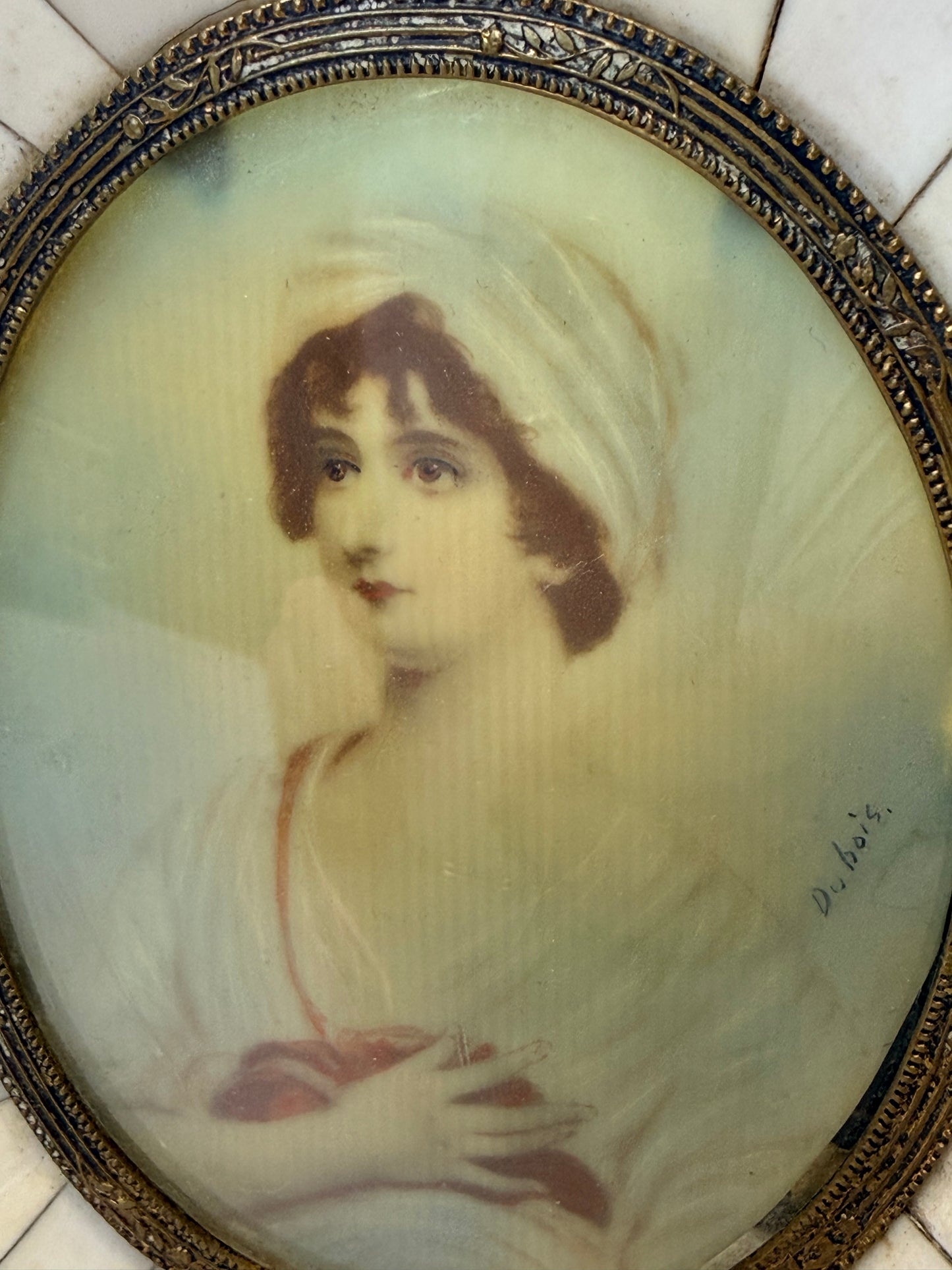 Framed Antique Miniature Female French Portrait