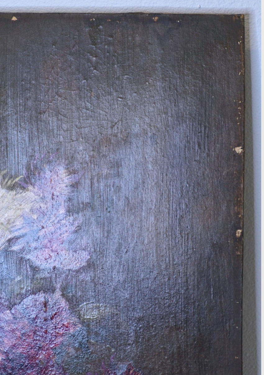 Purple Floral Still Life French Oil Painting, 24”