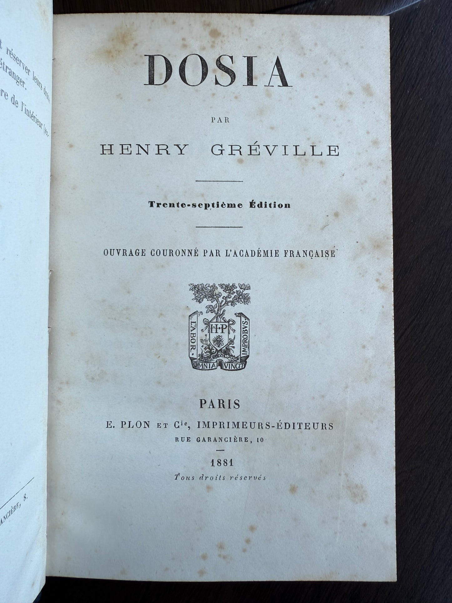 Dosia, Antique French Leather Book