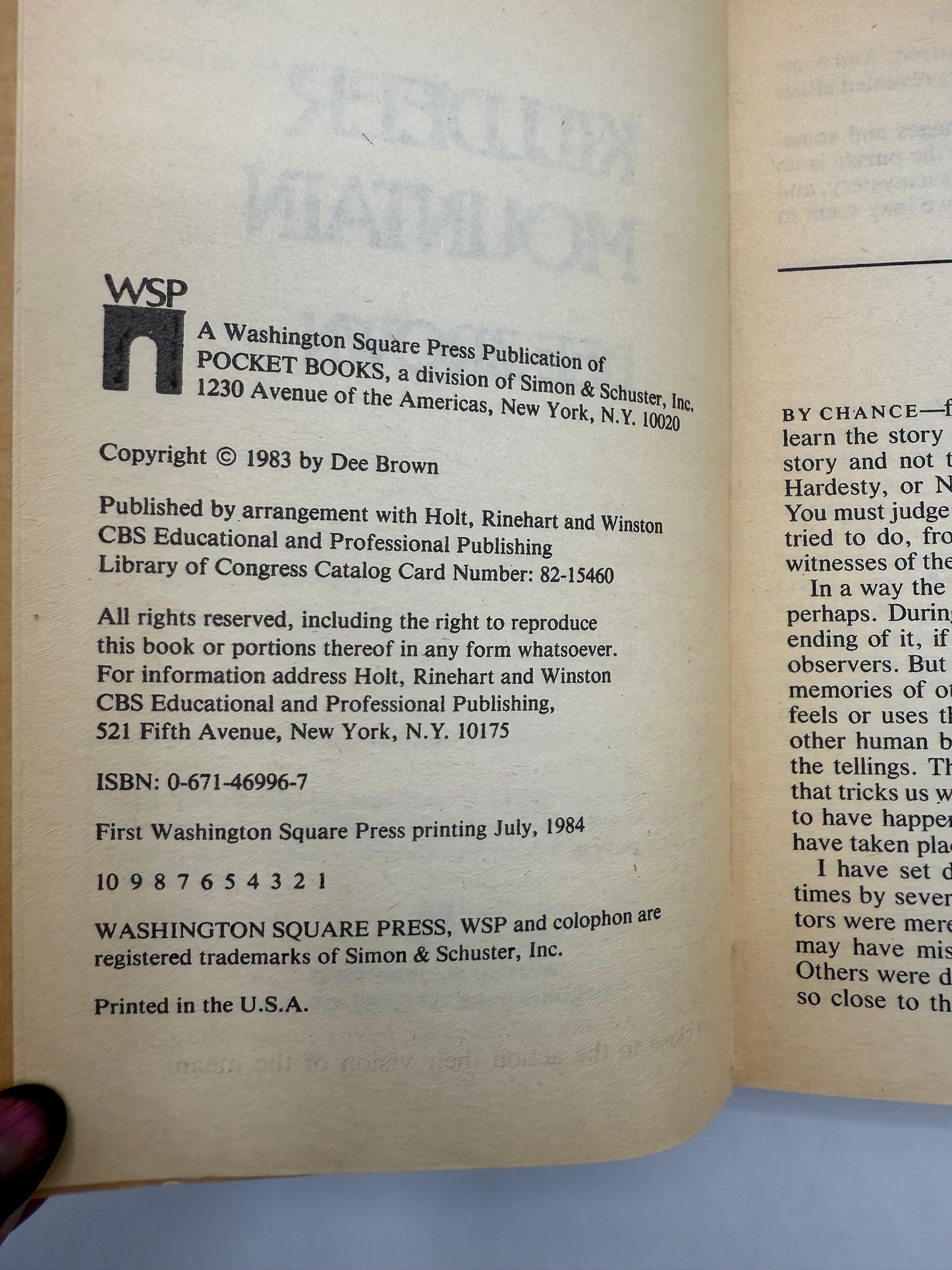 Killdeer Mountain by Dee Brown, 1984
