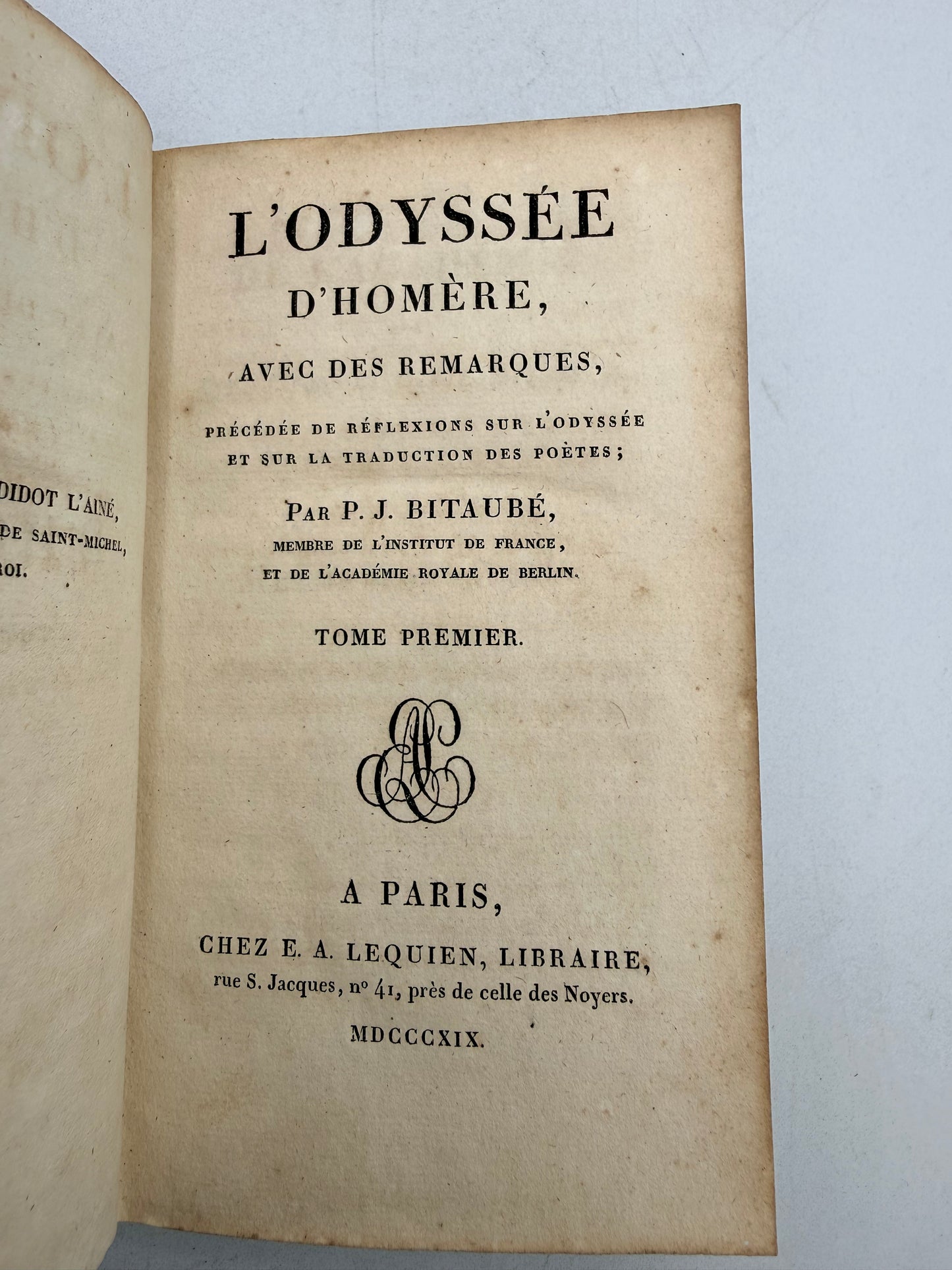 Homer’s Odyssey & Remarks, Vol 1, French