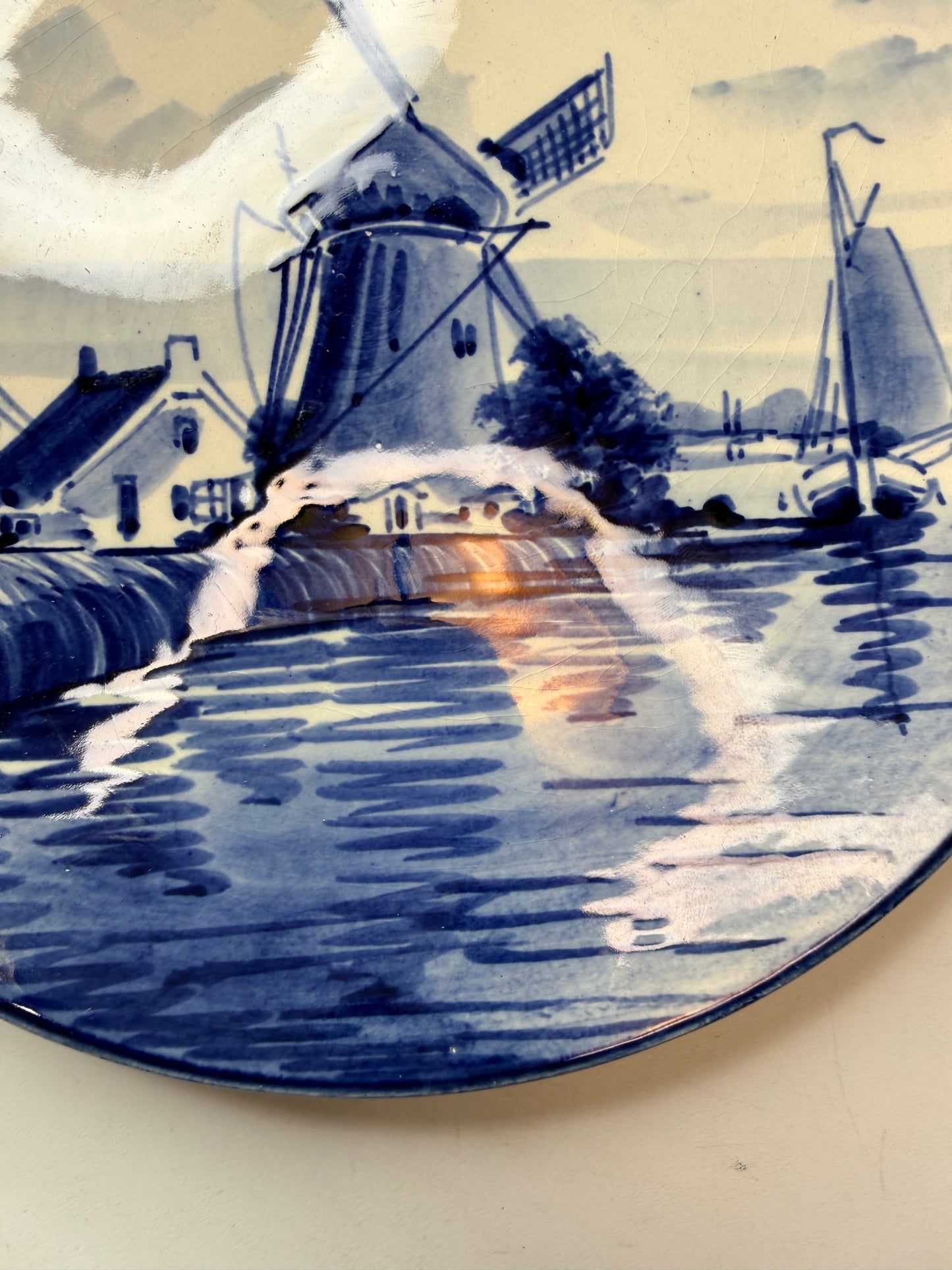 Delft Windmill Blue and White Plate, Holland