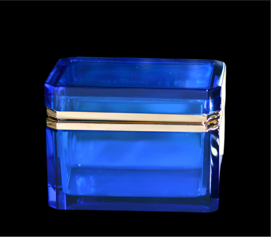 Murano Style Clear Blue Opaline Glass Box