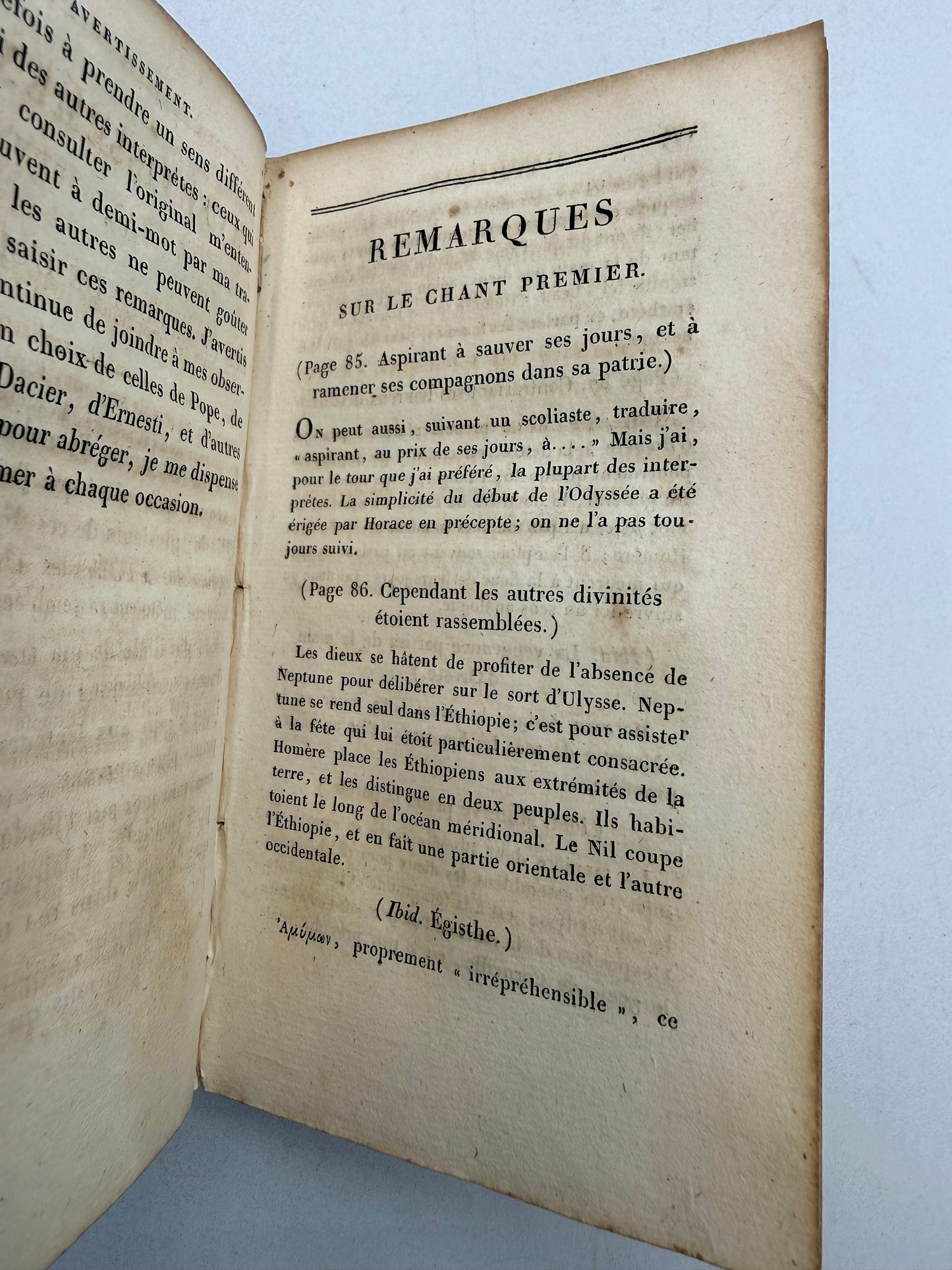 Homer’s Odyssey & Remarks, Vol 1, French