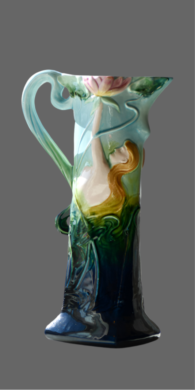 Art Nouveau Blue Decorative Vase or Ewer