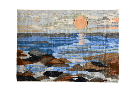 Vintage Wool Seascape Art, Sweden, 13"