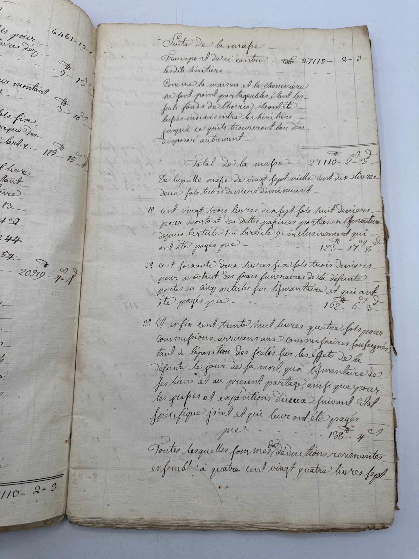 Antique French Ledger, 14" Handwritten French Paper, 1793