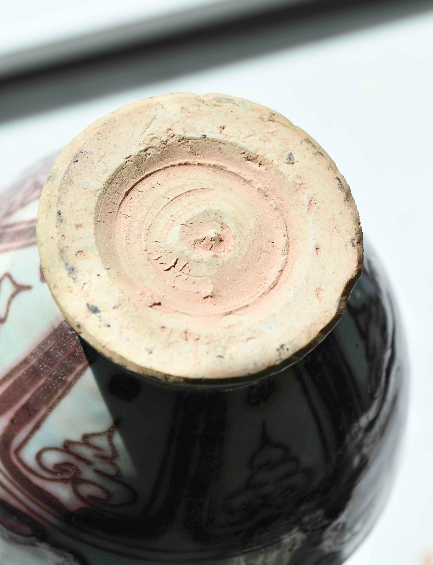 Red Underglaze Vase with Dragon, 9"