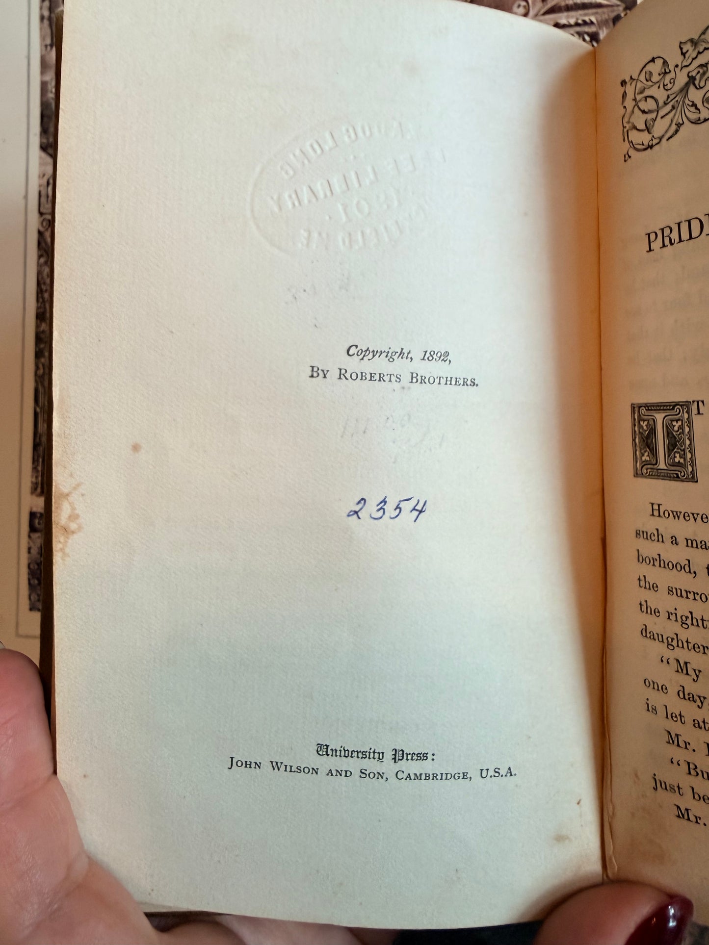 Pride & Prejudice by Jane Austen, Vol 1, 1900