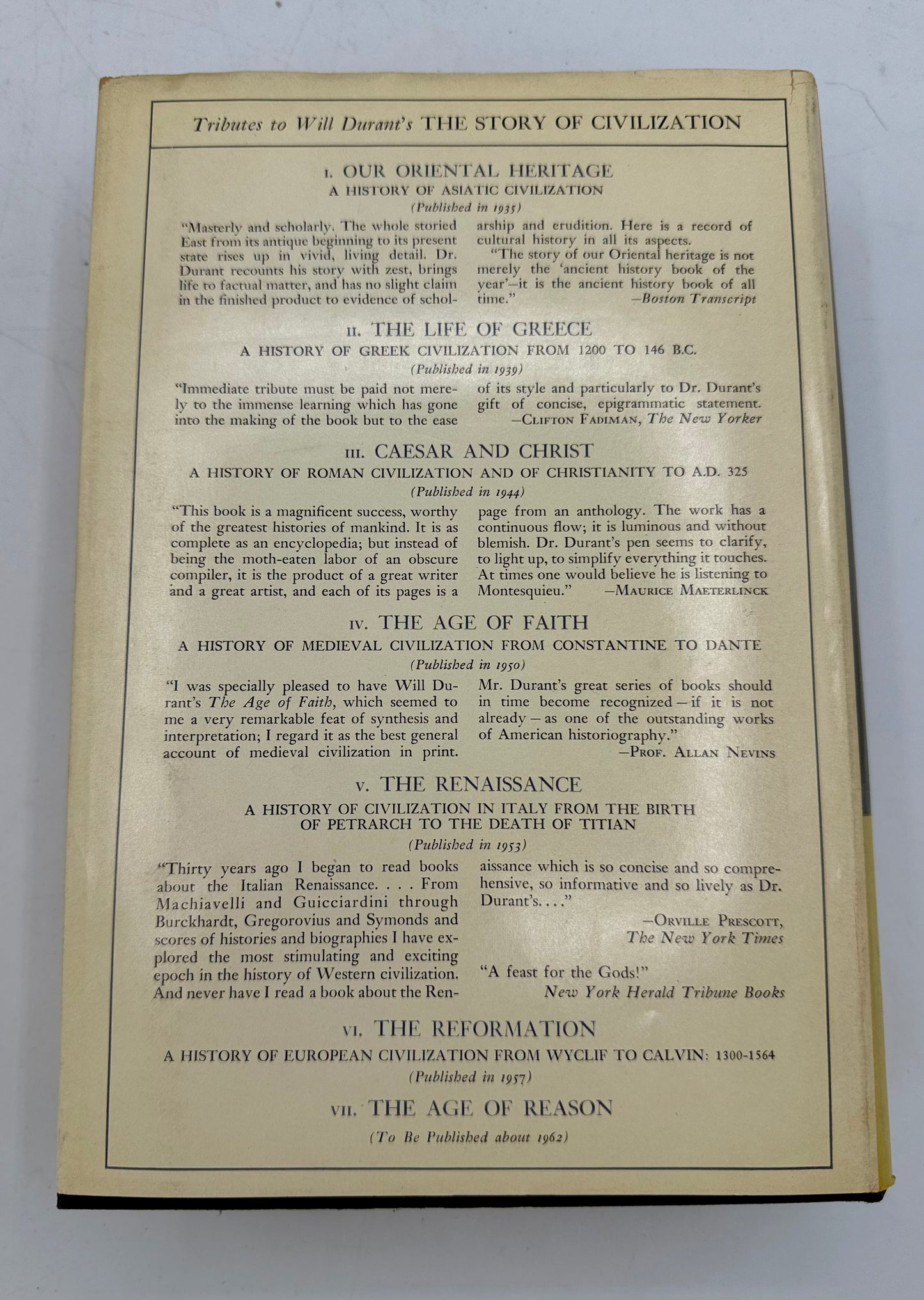 The Reformation by Will Durant, 2nd Printing