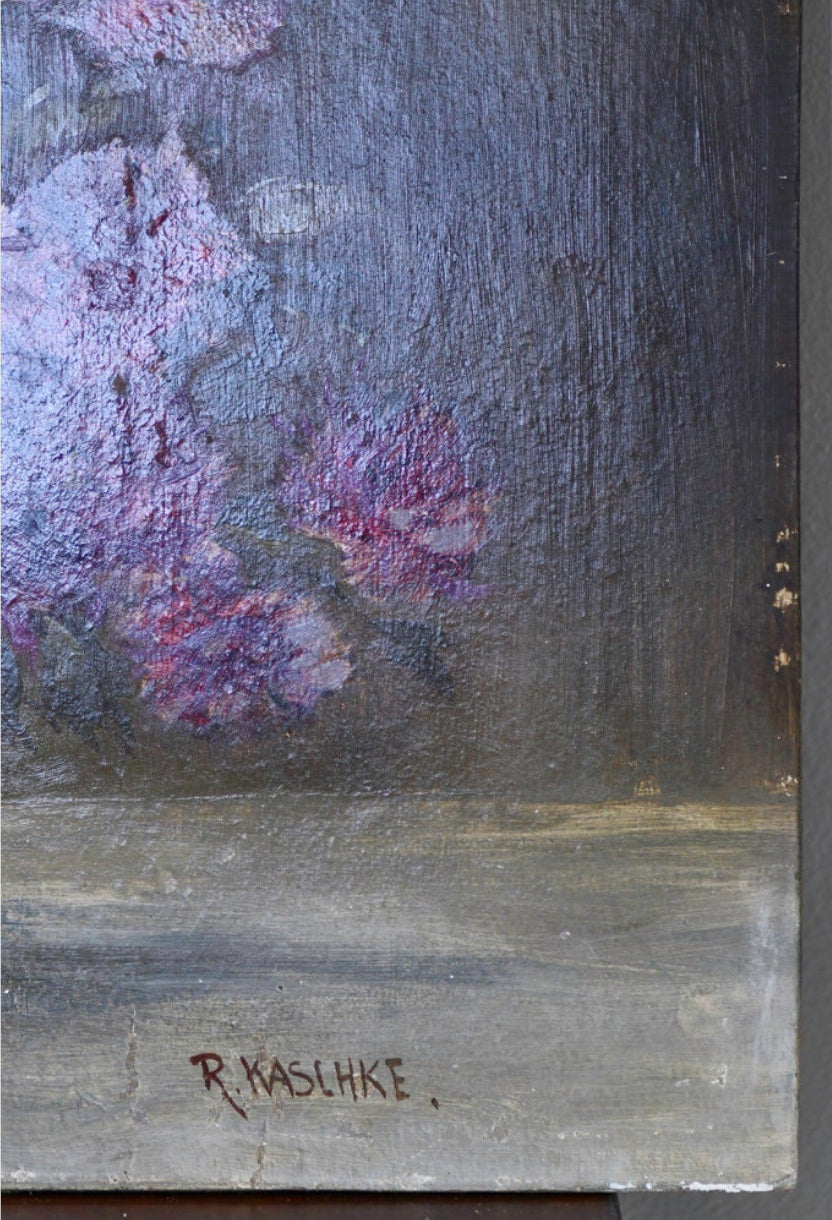 Purple Floral Still Life French Oil Painting, 24”