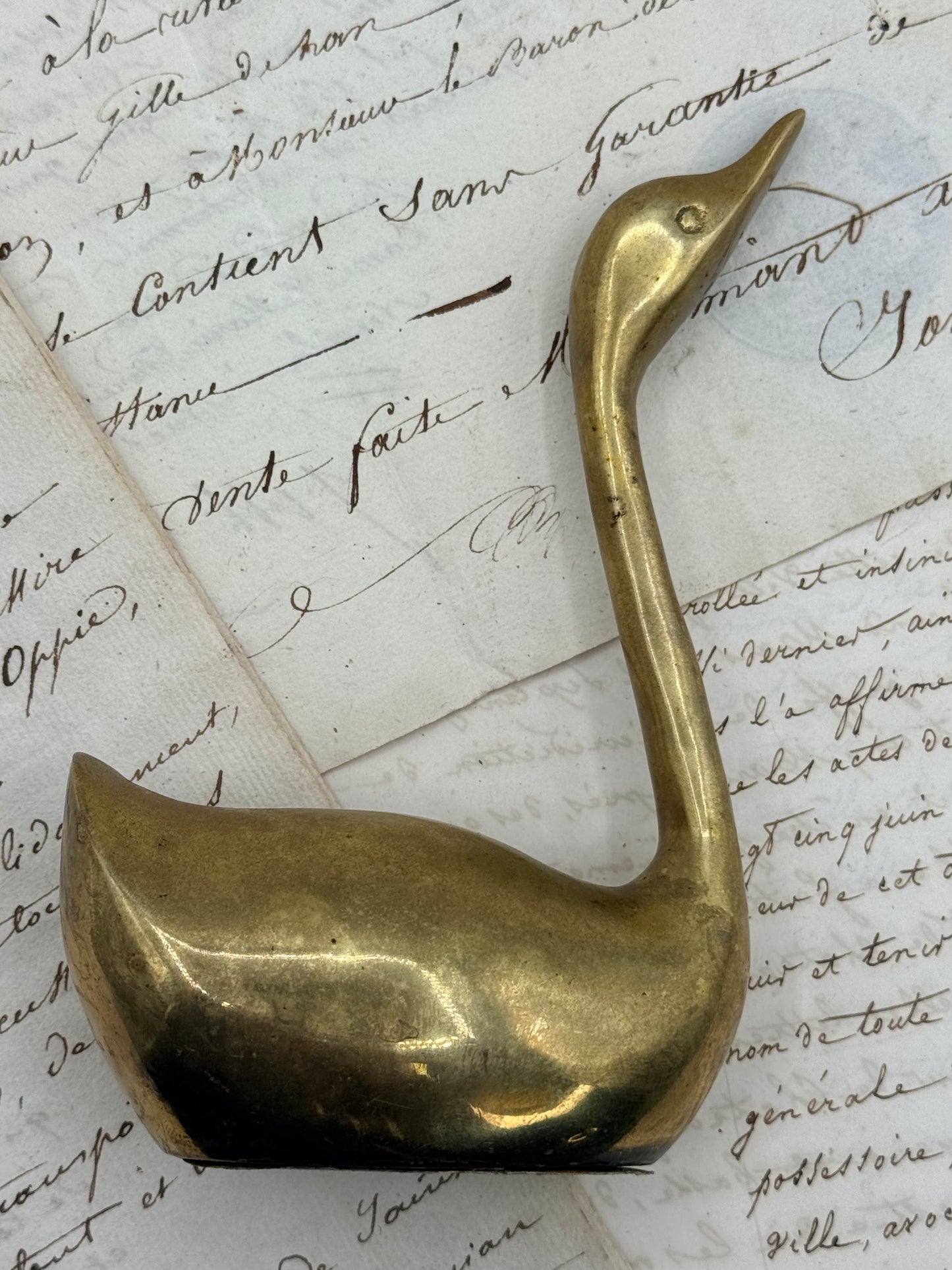Small Brass Swan, 5"