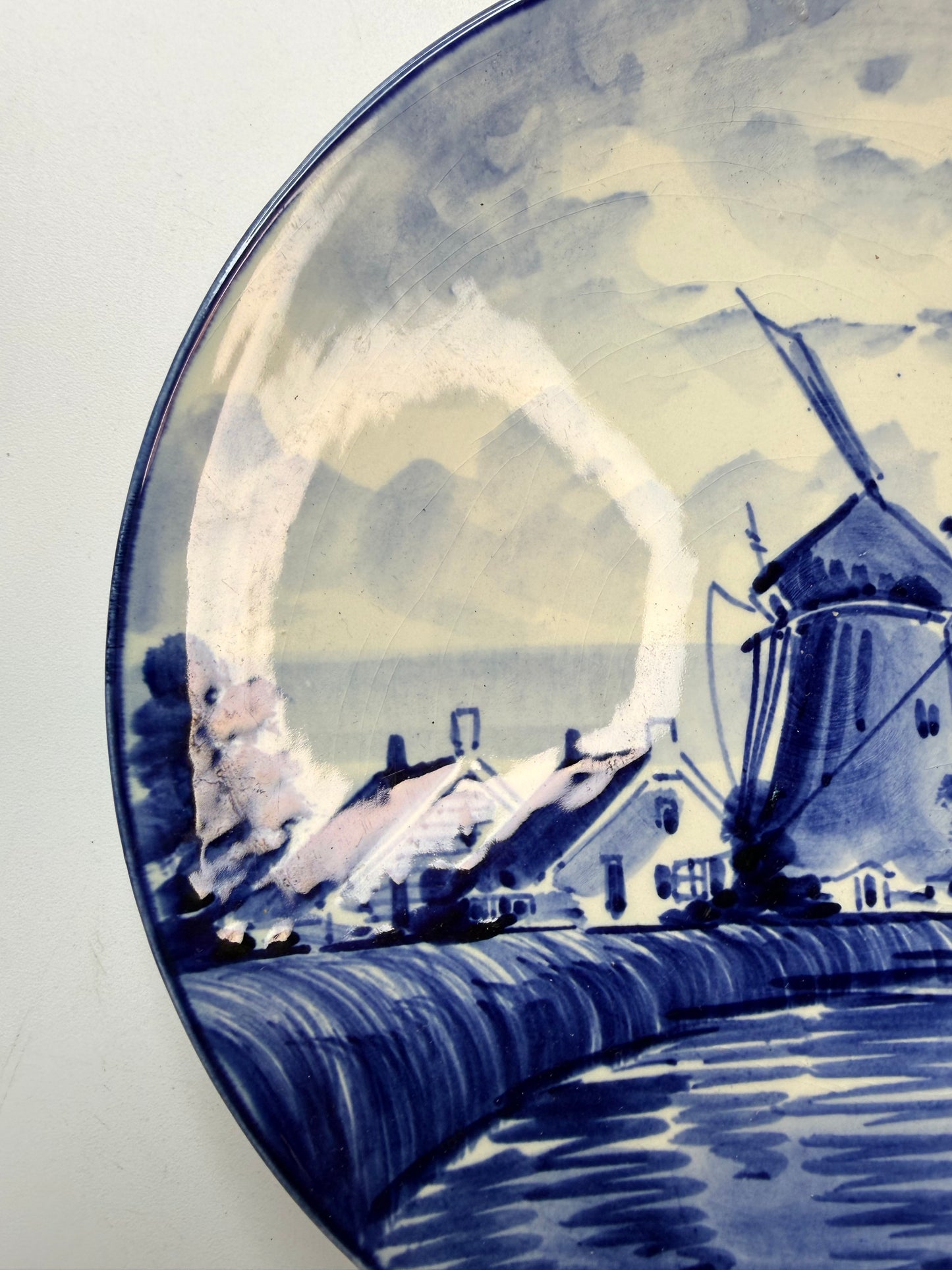 Delft Windmill Blue and White Plate, Holland