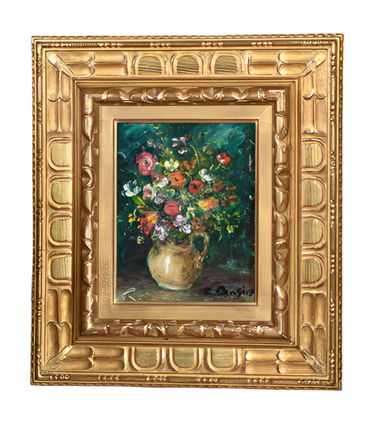 Floral Framed Oil Painting, 17.75", France
