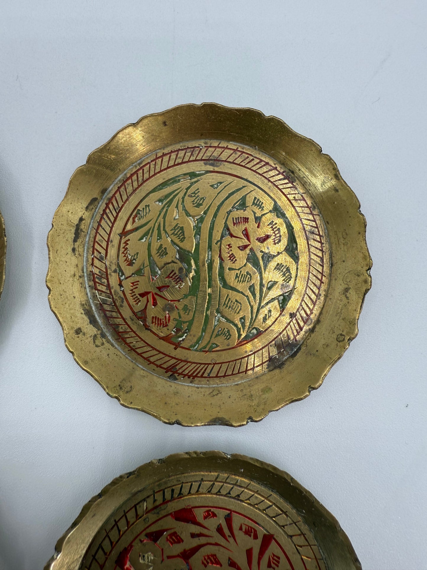Miniature Brass Carved Incense Burner Plates