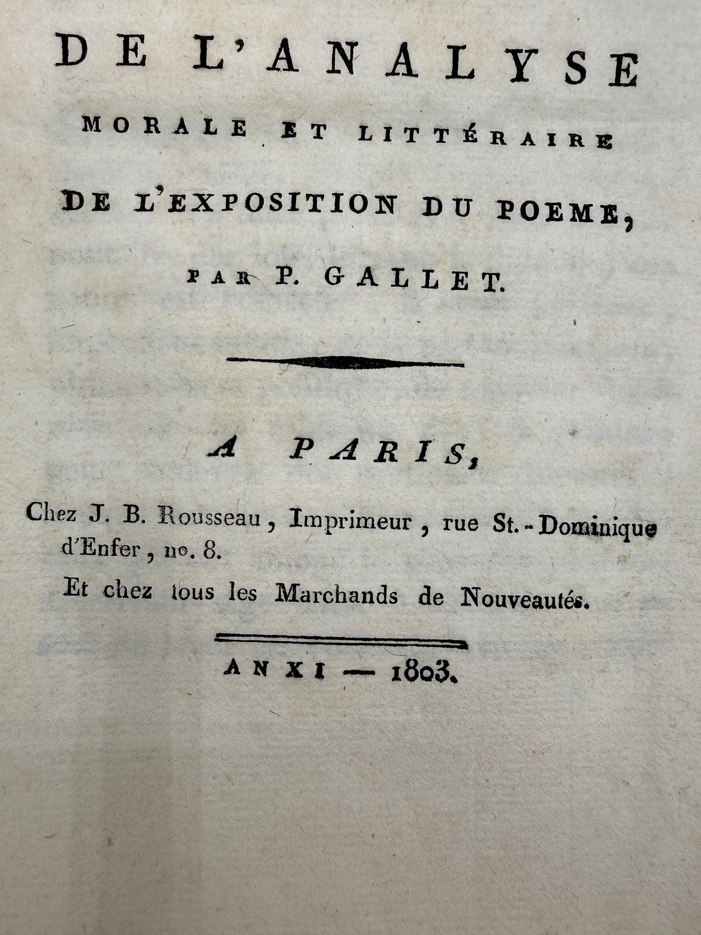 Poem of Pity, French, 1803