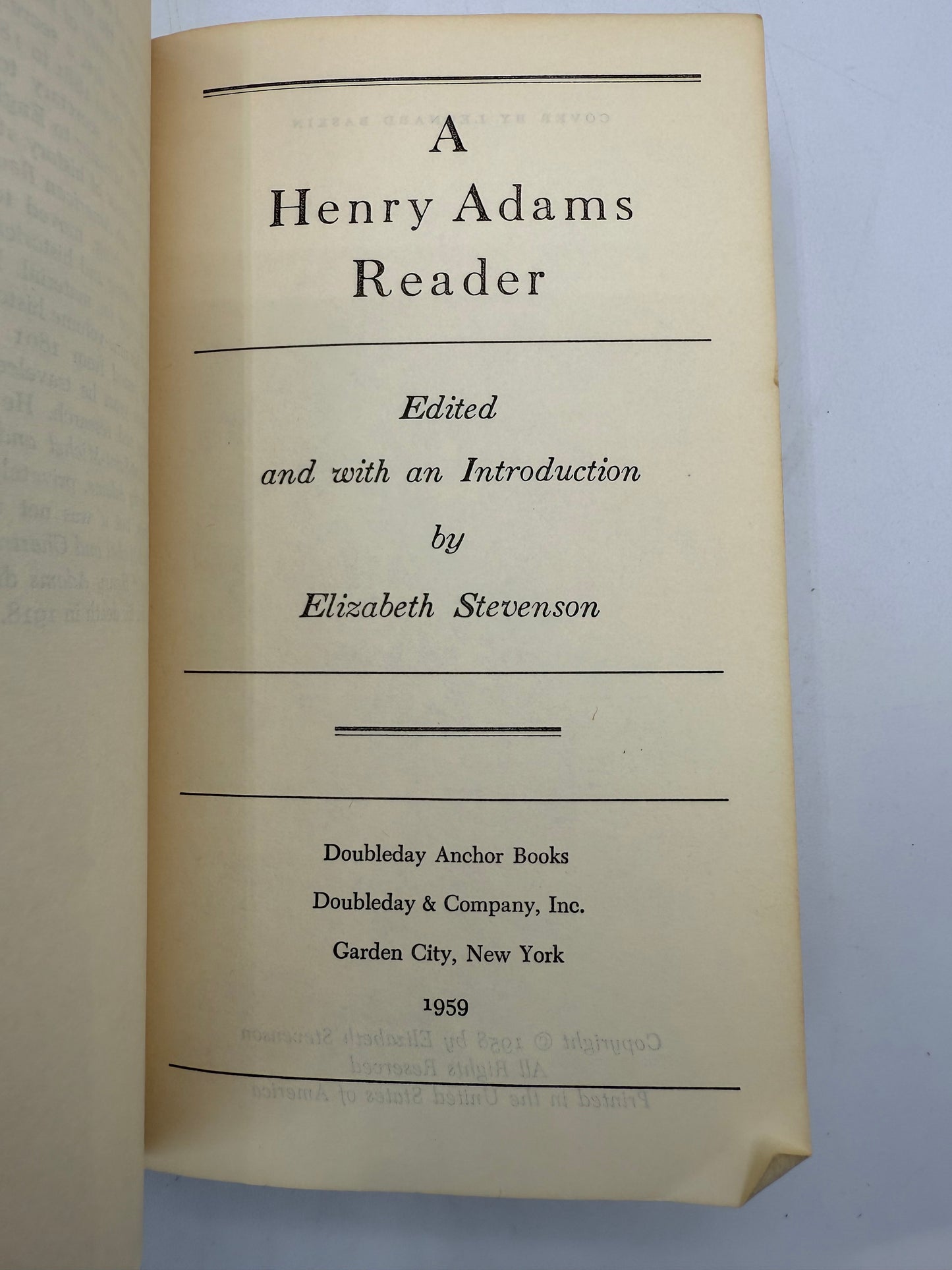 A Henry Adams Reader, 1959