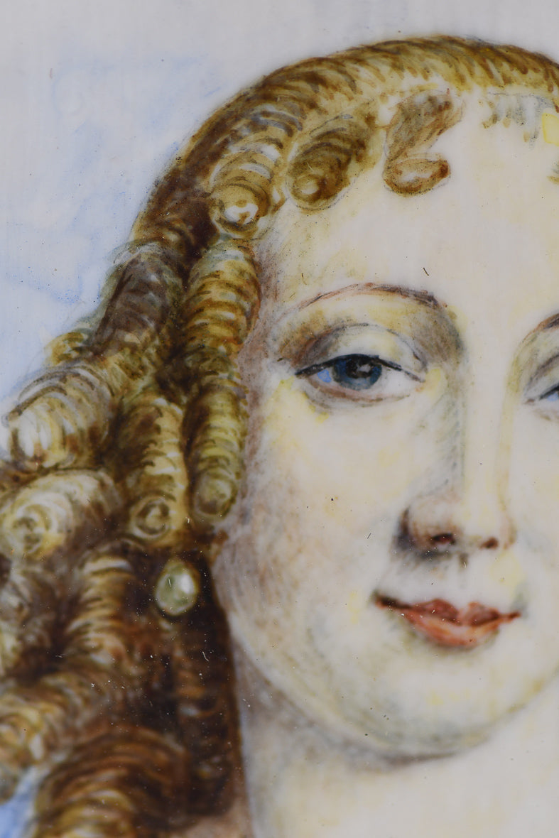 Louise de la Valliere, French Antique Miniature Portrait