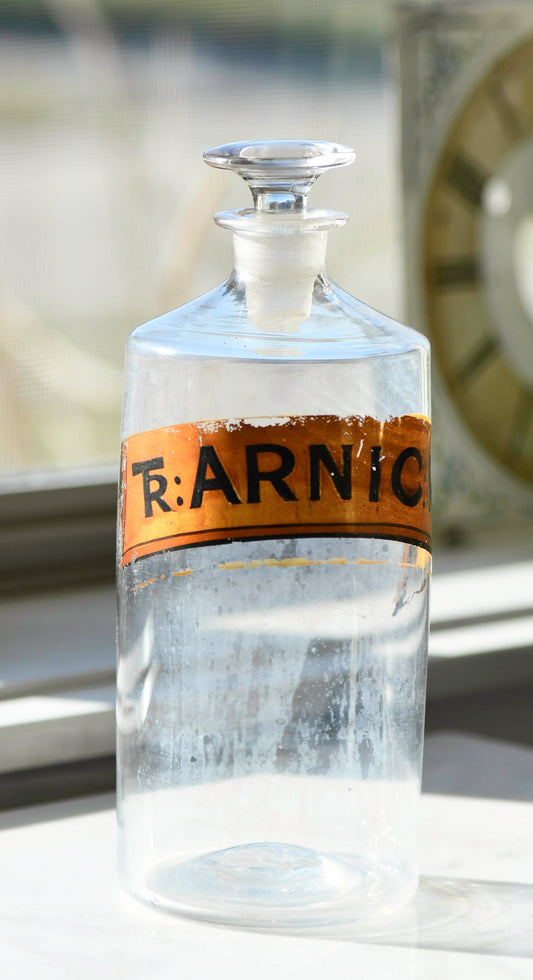 Vintage Glass Apothecary Jar with Label, 8"