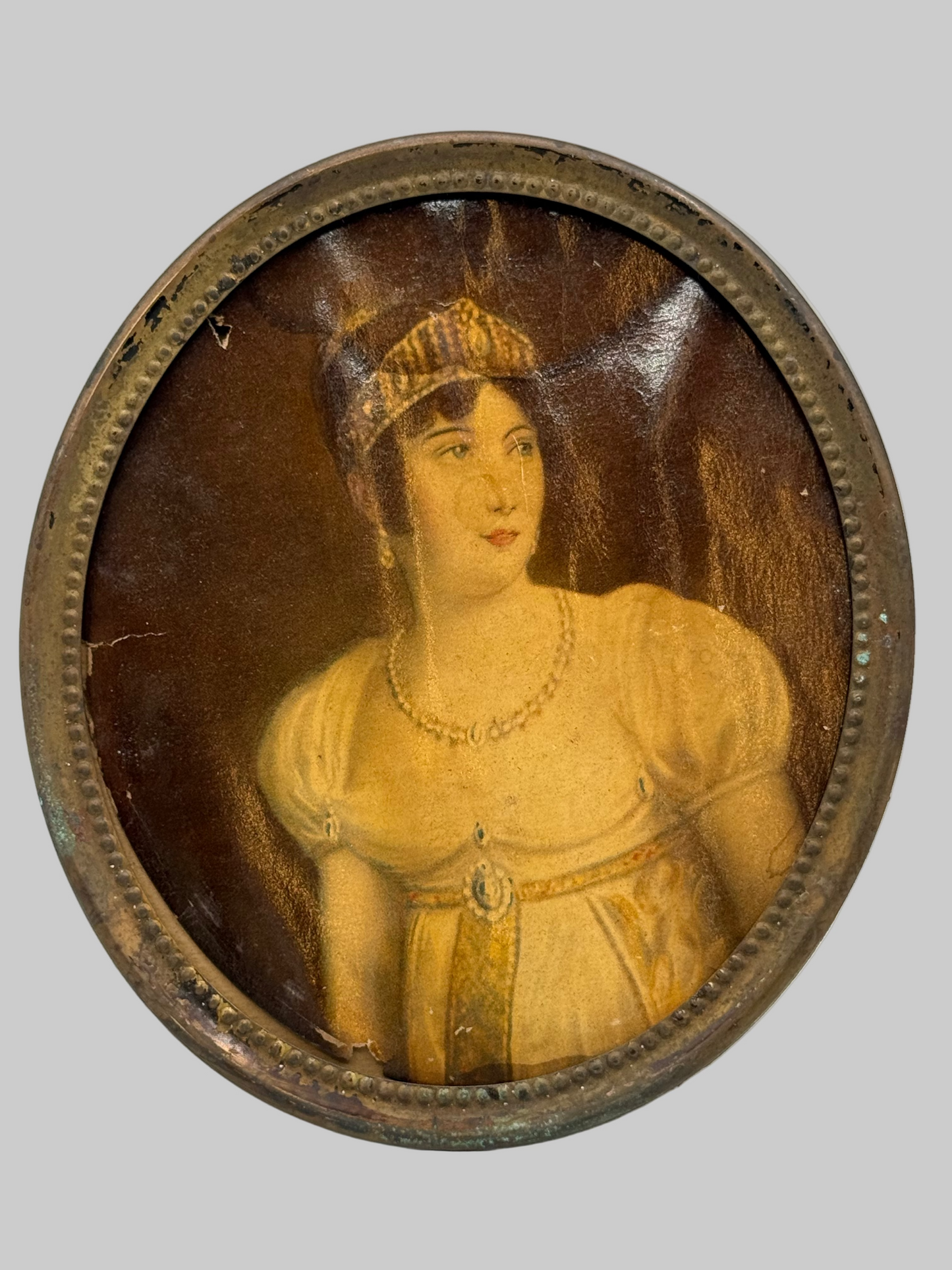 French Empress Miniature Print, Round Framed Empress Portrait, 6”