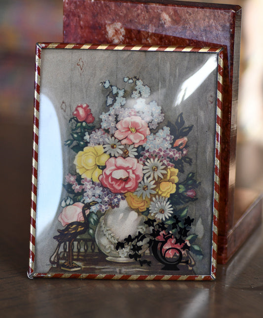 Vintage Convex Floral Silhouette Art