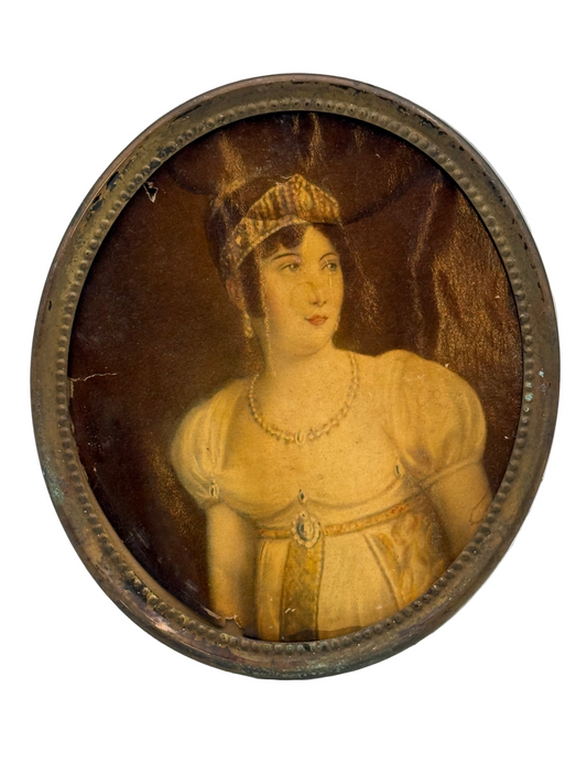 French Empress Miniature Print, Round Framed Empress Portrait, 6”